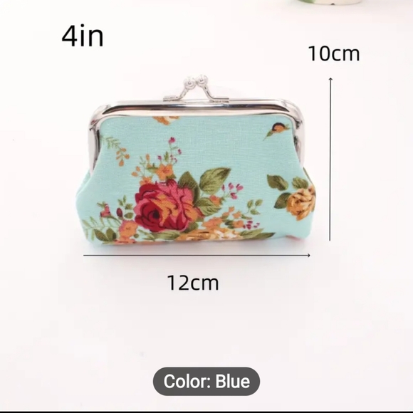 Vintage-look Mini Floral Print Coin/Change Purse, Makeup Bag, NWT - Picture 2 of 3